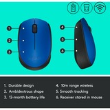 Logitech M171 Blue-K ratón Ambidextro RF inalámbrico Óptico 1000 DPI azul, Ambidextro, Óptico, RF inalámbrico, 1000 DPI, Azul