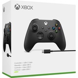 Microsoft Xbox Wireless Controller + USB-C Cable Negro Gamepad Analógico/Digital PC, Xbox One, Xbox One S, Xbox One X, Xbox Series S, Xbox Series X negro, Gamepad, PC, Xbox One, Xbox One S, Xbox One X, Xbox Series S, Xbox Series X, Cruceta, Botón de inicio, Botón menú, Botón Compartir, Analógico/Digital, Inalámbrico y alámbrico, Negro