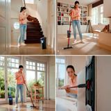 Vileda H2PrO SET Mopa plana, Limpiador de suelo negro/Rojo