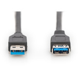 Digitus Cable de extensión USB 3.2 Gen 1, conector USB-A > puerto USB-A, Cable alargador negro
