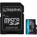 Kingston Tarjeta microSDXC Canvas Go Plus Gen4 de 256 GB, 200 MB/s, A2 U3 V30 y adaptador, Tarjeta de memoria negro, 200 MB/s, A2 U3 V30 y adaptador, 256 GB, MicroSD, Clase 10, UHS-I, 200 MB/s, 160 MB/s