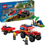 LEGO Camión de Bomberos 4x4 con Barco de Rescate, Juegos de construcción Juego de construcción, 5 año(s), Plástico, 301 pieza(s), 552 g