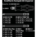 Wera Kraftform Kompakt 60 Imperial, 17 piezas, Llave de tubo negro/Verde