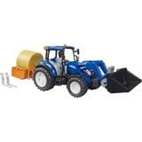 bruder BRUDER New Holland T5.120 con cargador frontal, caja de carga, horquillas y pacas redondas, Automóvil de construcción 