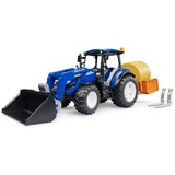 bruder BRUDER New Holland T5.120 con cargador frontal, caja de carga, horquillas y pacas redondas, Automóvil de construcción 