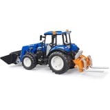 bruder BRUDER New Holland T5.120 con cargador frontal, caja de carga, horquillas y pacas redondas, Automóvil de construcción 