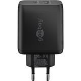 goobay Cargador rápido dual USB-C, PD, GaN, 65 vatios negro