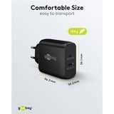 goobay Cargador rápido dual USB-C, PD, GaN, 65 vatios negro