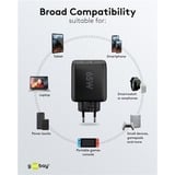 goobay Cargador rápido dual USB-C, PD, GaN, 65 vatios negro