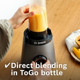 Bosch Serie 4 MMB6177S licuadora 1,5 L Batidora de vaso 1200 W Negro, Plata, Batidora depie plateado/Negro, Batidora de vaso, 1,5 L, Función de impulso, Picahielos, 1 m, 1200 W