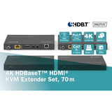 Digitus Set extensor HDMI KVM 4K HDBaseT, Alargador de HDMI negro