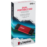 Kingston Dual Portable 512 GB, Unidad de estado sólido rojo/Negro