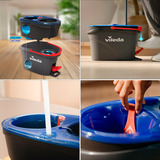 Vileda Set H2PrO Spin Mop, Limpiador de suelo negro/Rojo