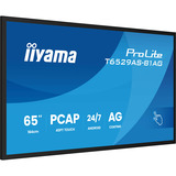 iiyama T6529AS-B1AG pantalla de señalización Panel plano interactivo 163,8 cm (64.5") LED Wifi 500 cd / m² 4K Ultra HD Negro Pantalla táctil Procesador incorporado Android 24/7, Monitor LED negro (mate), Panel plano interactivo, 163,8 cm (64.5"), LED, 3840 x 2160 Pixeles, Wifi, 24/7