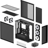 ARCTIC Xtender VG Black (Tinted Glass) Midi Tower Negro, Cajas de torre negro (mate), Midi Tower, PC, Negro, EATX, Metal, Vidrio templado, Juego