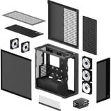 ARCTIC Xtender VG (Black) Midi Tower Negro, Cajas de torre negro (mate), Midi Tower, PC, Negro, EATX, Metal, Vidrio templado, Juego