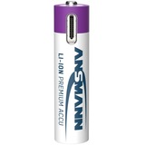 Ansmann Batería Li-Ion Micro AAA tipo 500 (mín. 400 mAh), paquete de 4 blanco/Violeta