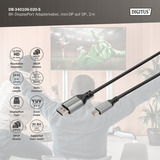 Digitus Cable adaptador DisplayPort 8K, mini DisplayPort > DisplayPort negro/Gris