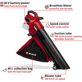 EINHELL 3433640, VENTURRO 36/240, Aspirador/soplador rojo/Negro