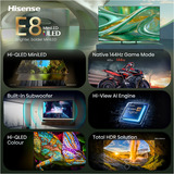 Hisense ULED 75E8S MiniLED, TV QLED negro/Gris oscuro