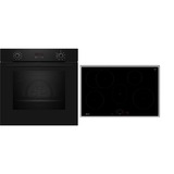Neff BX48PIB0 sets de electrodoméstico de cocina Con placa de inducción Horno eléctrico, Juego para horno negro/Acero fino, Con placa de inducción, 4 zona(s), Vidrio y cerámica, Negro, Tocar, 80,2 cm