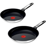 Tefal Set de sartenes acero inoxidable Emotion, 2 piezas, Juego de sartenes negro/Acero fino