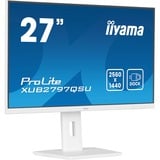 iiyama ProLite XUB2797QSU-W2 pantalla para PC 68,6 cm (27") 2560 x 1440 Pixeles Quad HD LED Blanco, Monitor LED blanco (mate), 68,6 cm (27"), 2560 x 1440 Pixeles, Quad HD, LED, 1 ms, Blanco
