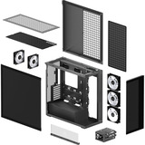 ARCTIC Xtender (Mirror Black) Midi Tower Negro, Cajas de torre negro, Midi Tower, PC, Negro, EATX, Metal, Vidrio templado, Juego
