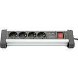 Digitus DA-70614 base múltiple 1,5 m 4 salidas AC Interior Negro, Plata, Regleta plateado/Negro, 1,5 m, 4 salidas AC, Interior, Tipo E / F, Tipo F, Negro, Plata