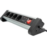Digitus DA-70614 base múltiple 1,5 m 4 salidas AC Interior Negro, Plata, Regleta plateado/Negro, 1,5 m, 4 salidas AC, Interior, Tipo E / F, Tipo F, Negro, Plata