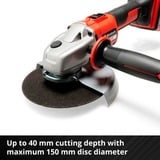 EINHELL Amoladora angular profesional inalámbrica AXXIO 18/150, 18 Voltios rojo/Negro