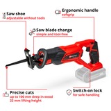 EINHELL TE-AP 18 Li sierra de sable a batería rojo/Negro, No incluye cargador ni batería, 18V, Negro, Rojo, 1,62 kg