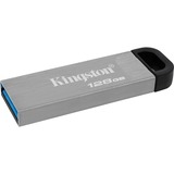 Kingston DataTraveler Unidad Flash USB Kyson de 128 GB, Lápiz USB plateado, 128 GB, USB tipo A, 3.2 Gen 1 (3.1 Gen 1), 200 MB/s, Sin tapa, Plata