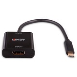 Lindy 43269 Adaptador gráfico USB 3840 x 2160 Pixeles Negro, Convertidor negro, USB Tipo C, Salida DisplayPort, 3840 x 2160 Pixeles