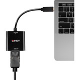 Lindy 43269 Adaptador gráfico USB 3840 x 2160 Pixeles Negro, Convertidor negro, USB Tipo C, Salida DisplayPort, 3840 x 2160 Pixeles