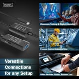 Digitus Cable de extensión USB 3.2 Gen 1 activo, conector USB-C > puerto USB-A, Cable alargador negro