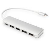 Digitus Concentrador USB Type-C™ de 4 puertos (USB 3.0) + PD, Hub USB plateado