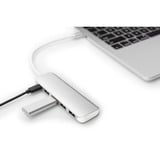 Digitus Concentrador USB Type-C™ de 4 puertos (USB 3.0) + PD, Hub USB plateado