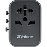 Verbatim 49545 adaptador de enchufe eléctrico Universal, Enchufe del recorrido negro/Plateado