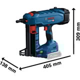 Bosch GNB 18V-38 Professional Pistola de clavos Batería, Nagler azul/Negro, Pistola de clavos, Cargador recto, Negro, Azul, 1,3 cm, 3,8 cm, 96 dB