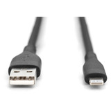Digitus Cable de silicona USB 2.0 USB-A > Lightning, certificado MFI negro