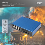 Digitus Gigabit industrial gestionado L3 con 8 + 4 puertos uplink 10G, Interruptor/Conmutador 