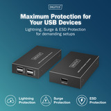 Digitus Set extensor USB 2.0 CAT, 480 Mbps, 150 metros negro