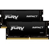Kingston FURY FURY 16GB 3200MT/s DDR4 CL20 SODIMM (Kit of 2) Impact, Memoria RAM negro, 16 GB, 2 x 8 GB, DDR4, 260-pin SO-DIMM
