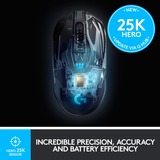 Logitech G903 HERO, Ratones para gaming negro, Ambidextro, Óptico, RF inalámbrico, 25600 DPI, 1 ms, Negro