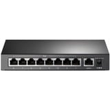 TP-Link TL-SF1009P switch No administrado Fast Ethernet (10/100) Energía sobre Ethernet (PoE) Negro, Interruptor/Conmutador No administrado, Fast Ethernet (10/100), Bidireccional completo (Full duplex), Energía sobre Ethernet (PoE), Montaje de pared