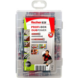 fischer Profi-Box DuoPower corto/largo + tornillos, Pasador gris claro/Rojo