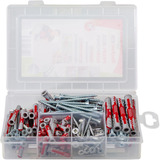 fischer Profi-Box DuoPower corto/largo + tornillos, Pasador gris claro/Rojo