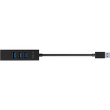 ICY BOX IB-HUB1419-LAN, Hub USB negro