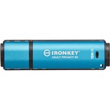 Kingston IronKey 128GB Vault Privacy 50 cifrado AES-256, FIPS 197, Lápiz USB celeste/Negro, FIPS 197, 128 GB, USB tipo A, 3.2 Gen 1 (3.1 Gen 1), 250 MB/s, Tapa, Negro, Azul